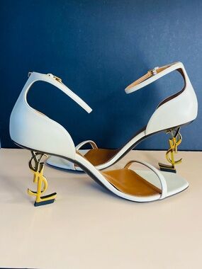 Saint Laurent Opyum  Heels w Gold YSL Logo.  Authentic w original packaging
